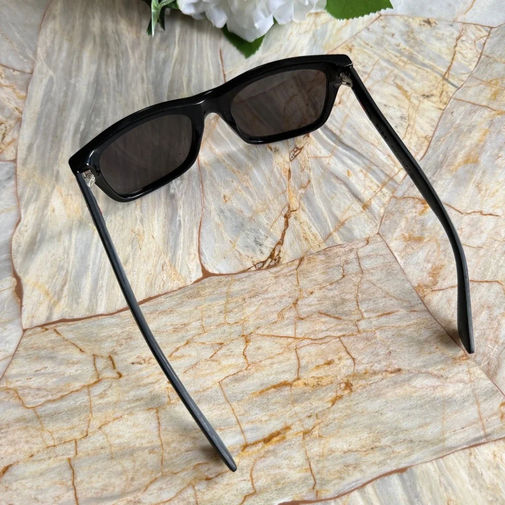 Gucci Black Rectangular Sunglasses Made in Italy‎ with Green Red Stripe Detail